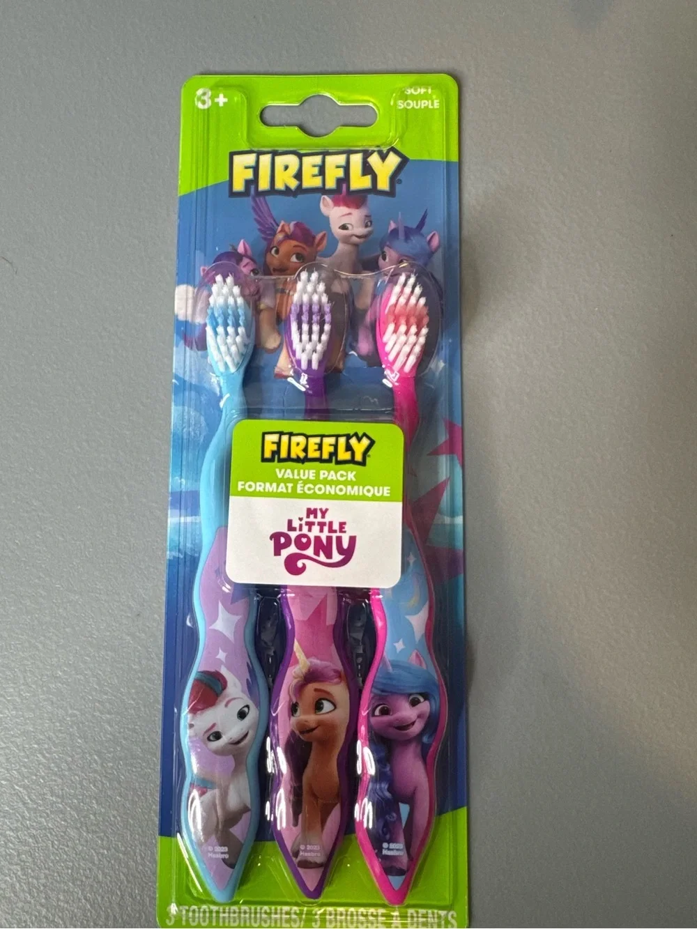 Firefly My Little Pony Kids Toothbrush 3-Pack - Blue, Purple, Pink soft